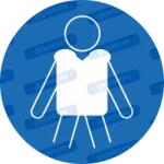  Mentőmellény viselése kötelező piktogram matrica ISO 7010 M053 : Tábla-matrica mérete - 150 x 150 mm, Tábla-matrica típusa - matrica