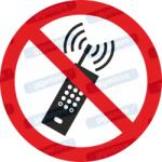  Bekapcsolt mobil telefon tilos piktogram matrica P013 : Tábla-matrica mérete - 50 x 50 mm (4db), Tábla-matrica típusa - matrica