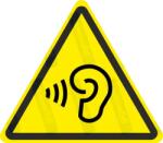  Magas hanghatás veszélye piktogram matrica W087 : Tábla-matrica mérete - 150 x 131 mm, Tábla-matrica típusa - matrica