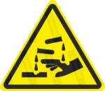  Maró anyag - Korrózió veszélye piktogram matrica W023 : Tábla-matrica mérete - 200 x 175 mm, Tábla-matrica típusa - matrica