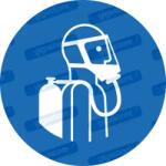  Használjon légzőkészüléket piktogram matrica ISO 7010 M047 : Tábla-matrica mérete - 200 x 200 mm, Tábla-matrica típusa - matrica