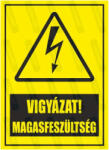  Vigyázat magasfeszültség hulladék piktogram+felirat tábla matrica : Tábla-matrica mérete - 160 x 250 mm, Tábla-matrica típusa - matrica
