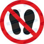  Rálépni - Ide állni tilos piktogram matrica ISO 7010 P024 : Tábla-matrica mérete - 150 x 150 mm, Tábla-matrica típusa - matrica