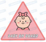  Baby on board lányos matrica : Tábla-matrica mérete - 100 x 100 mm, Tábla-matrica típusa - matrica