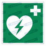  Automata defibrillátor piktogram matrica E010 : Tábla-matrica mérete - 50 x 50 mm (4db), Tábla-matrica típusa - matrica