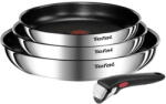 Tefal Set 4 piese TEFAL Ingenio Emotion, tigaie de 22/24/28 cm, maner detasabil, invelis antiaderent, Thermo-Signal, inductie, argintiu (3168430338500) - rombiz