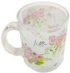  IRIS üveg bögre, lila virágcsokor mintás 7, 8 x 9, 7cm (102061) - bestbyte