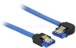 Delock SATA-kábel, 6 Gb/s, hüvely, egyenes > SATA hüvely, balra nézo csatlakozódugóval, 10 cm (kék) (DL84982) (DL84982)