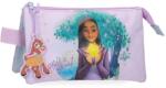Disney Wish Watch us Shine lány tolltartó, 3 rekesz, 22x12x5 cm, Többszínű