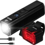 Vayox Első és hátsó kerékpár lámpa készlet Vayox VA0071, VA0152, alumínium, LED forrás 5050 15W és 16x SMD, professzionális, akkumulátor 4500 és 500 mAh, LCD akkumulátorjelző, USB-C töltés, Powerbank, vízál