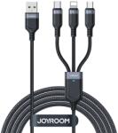 JOYROOM Multi-Use Series S-A18 3 az 1-ben USB-A - Lightning / USB-C / micro USB kábel 0, 3m - fekete