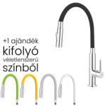 FERRO Zumba Slim 2F álló mosogató csaptelep króm, flexibilis fekete kifolyóval+színes kifolyó (BZA43B-SET)