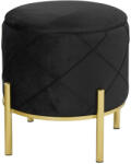 AKORD Furniture Factory AKORD Savana Tárolós Puff Fekete Velúr Arany Lábakkal (AKO-PUSAVANA-BLACK)