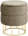 AKORD Furniture Factory AKORD Elza Tárolós Puff Bézs Bársony Arany Lábakkal (AKO-PUELZA-BEIGE)