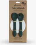 Petite&Mars TAKE&MATCH Szilikon evőeszköz szett, kanál+villa, zöld