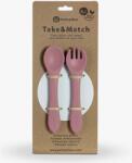 Petite&Mars TAKE&MATCH Szilikon evőeszköz szett, kanál+villa, rózsaszín