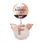 NICI Angyalszárnyas pom-pom kulcstartó fém F betűvel