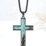 HARAHU Colier OC-38407 Cross - Albastru / Negru KP38407