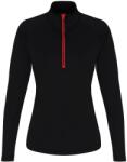 TriDri® Női hosszú ujjú póló 1/4 cipzárral - Fekete / piros | XS (TR120-1000407847)
