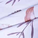 Takoy Pamut szatén 250 cm barna virágok Cally fehér alapon