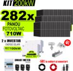 AustrianSolar Kit Complet Sistem Fotovoltaic 200kW On-Grid trifazic, Tabla cutata Panou sandwich Micro, Invertoare INVT si 282 panouri fotovoltaice X-energy Longi 710 W (XSOL_TRIF_200KW_Cutata-micro)