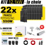 AustrianSolar Kit Complet Sistem Fotovoltaic 12kW On-Grid TRIFAZAT, cu Montaj, Invertor INVT si 22 panouri fotovoltaice Austrian Solar, 550W (ASOL_TRI_12,1kW_Panta)