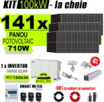AustrianSolar Kit Complet Sistem Fotovoltaic 100kW On-Grid trifazic, cu Montaj, Invertor INVT si 141 panouri fotovoltaice X-energy Longi 710 W (XSOL_TRIF_100KW_Panta)
