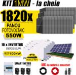 AustrianSolar Kit Complet Sistem Fotovoltaic 1MW On-Grid TRIFAZAT, cu Montaj, Invertor INVT si 1820 panouri fotovoltaice Austrian Solar, 550W (ASOL_TRI_1MW_Sol)