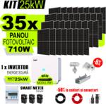 AustrianSolar Kit Complet Sistem Fotovoltaic 25kW On-Grid trifazic, Tabla cutata Panou sandwich Micro, Invertor INVT si 35 panouri fotovoltaice X-energy Longi 710 W (XSOL_TRIF_25KW_Cutata_Micro)