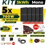 AustrianSolar Kit Complet Sistem Fotovoltaic 3kWh Austrian Solar Monofazat, Invertor Hibrid , Panouri Fotovoltaice 700W (Optiune Montaj + dosar prosumator) (X76ACOPERIS)