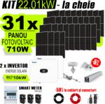 AustrianSolar Kit Complet Sistem Fotovoltaic 22kW Hibrid trifazat, cu Montaj, 2 Invertoare INVT si 31 panouri fotovoltaice X-energy Longi 710 W (XSOL_Hi_TRI_22,01KW_Panta)