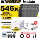 AustrianSolar Kit Complet Sistem Fotovoltaic 300kW On-Grid TRIFAZAT, cu Montaj, Invertor INVT si 546 panouri fotovoltaice Austrian Solar, 550W (ASOL_TRI_300kW_Panta)