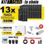 AustrianSolar Kit Complet Sistem Fotovoltaic 7kWh Austrian Solar Trifazat, Invertor On-Grid , Panouri Fotovoltaice 550W (Optiune Montaj + dosar prosumator) (X21ACOPERIS)
