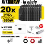 AustrianSolar Kit Complet Sistem Fotovoltaic 11kW Hibrid trifazat, cu Montaj, Invertor INVT XD10KTR si 20 panouri fotovoltaice Austrian Solar, 550W (ASOL_HI_TRI_11kW_Panta)
