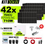 AustrianSolar Kit Complet Sistem Fotovoltaic 30kW On-Grid trifazic, Tabla cutata Panou sandwich Micro, Invertor INVT si 42 panouri fotovoltaice X-energy Longi 710 W (XSOL_TRIF_30KW_Cutata_Micro)