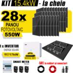 AustrianSolar Kit Complet Sistem Fotovoltaic 15kWh Austrian Solar Trifazat, Invertor On-Grid , Panouri Fotovoltaice 550W (Optiune Montaj + dosar prosumator) (ASOL_TRI_15,4kW_Teras)