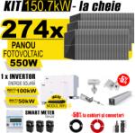AustrianSolar Kit Complet Sistem Fotovoltaic 150kW On-Grid TRIFAZAT, cu Montaj, Invertor INVT si 274 panouri fotovoltaice Austrian Solar, 550W (ASOL_TRI_150kW_Panta)