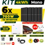 AustrianSolar Kit Complet Sistem Fotovoltaic 4kWh Austrian Solar Monofazat, Invertor On-Grid , Panouri Fotovoltaice 700W (Optiune Montaj + dosar prosumator) (X4ASCOPERIS)