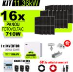 AustrianSolar Kit Complet Sistem Fotovoltaic 11, 36kW On-Grid trifazic , Tabla cutata Panou sandwich Micro, Invertor INVT si 16 panouri fotovoltaice X-energy Longi 710 W (XSOL_TRIF_11,36kW_Cutata_micro)