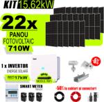 AustrianSolar Kit Complet Sistem Fotovoltaic 15, 62kW On-Grid trifazic, Tabla cutata Panou sandwich Micro, Invertor INVT si 22 panouri fotovoltaice X-energy Longi 710 W (XSOL_TRIF_15,62kW-micro)