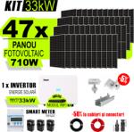 AustrianSolar Kit Complet Sistem Fotovoltaic 33kW On-Grid trifazic, Tabla cutata Panou sandwich Micro, Invertor INVT si 47 panouri fotovoltaice X-energy Longi 710 W (XSOL_TRIF_33KW_Cutata_Micro)