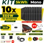 AustrianSolar Kit Complet Sistem Fotovoltaic 5kWh Austrian Solar Monofazat, Invertor Hibrid , Panouri Fotovoltaice 550W (Optiune Montaj + dosar prosumator) (X79ACOPERIS)