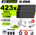 AustrianSolar Kit Complet Sistem Fotovoltaic 300kW On-Grid trifazic, cu Montaj, Invertoare INVT si 423 panouri fotovoltaice X-energy Longi 710 W (XSOL_TRIF_300KW_Panta)