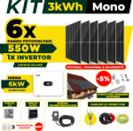 AustrianSolar Kit Complet Sistem Fotovoltaic 3kWh Austrian Solar Monofazat, Invertor Hibrid , Panouri Fotovoltaice 550W (Optiune Montaj + dosar prosumator) (X75ACOPERIS)