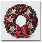  Festés számok szerint - Piros karácsonyi koszorú Méret: 30x30cm, Keretezés: Műanyagtáblával
