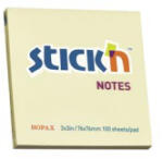 STICK N Öntapadó jegyzettömb, 76x76 mm, 100 lap, , pasztellsárga (SN21007) (SN21007) - aqua