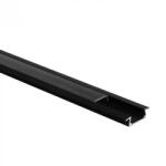 Ecolight Süllyesztett LED alumínium profil, fekete, 2m, átlátszó borítással LED szalagokhoz + végzárókkal, Ecolight P sorozat (ECOPRO0030P)