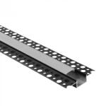 Ecolight LED alumínium profil gipszkartonhoz REGIPS széles, süllyesztett, fekete, 1m matt borítással LED szalagokhoz + végzárókkal GPS Ecolight sorozat (ECOPRO0620MR)