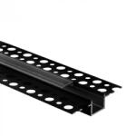 Ecolight LED alumínium profil gipszkartonokhoz REGIPS süllyesztett, süllyesztett, fekete, 2m átlátszó borítással LED szalagokhoz + végzárókkal GP Ecolight sorozat (ECOPRO0130P)