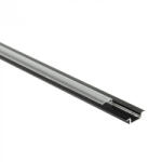 Ecolight Süllyesztett LED alumínium profil, fekete, 1m, átlátszó borítással LED szalagokhoz + végzárókkal, Ecolight P sorozat (ECOPRO0520P)